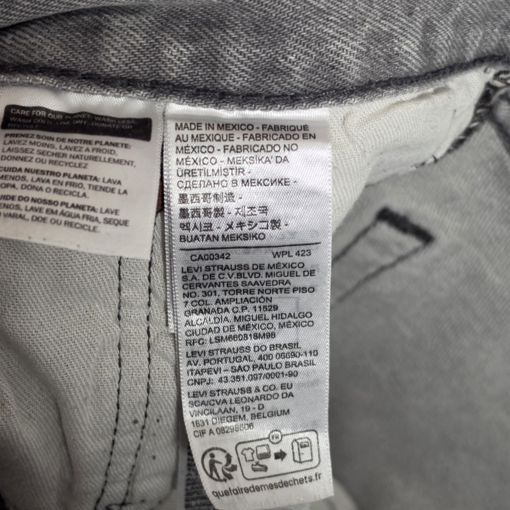 Levis 501 Button Fly Jeans Mens 35x30 Gray Stretch Denim Straight Leg Pants Y2K - Picture 8 of 14
